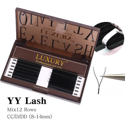 إمتدادات الشعيرات YY CC/D/DD Curl 0.10mm سمك الحجم الإمتداد 8-14mm Long Lasting Matte Black false lashes