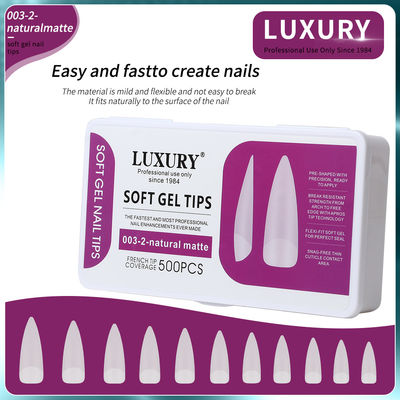500PCS نصائح أظافر ستيلتو مجموعة واضحة متطاطية كاملة الغطاء الأظافر الاكريليك الاصطناعية