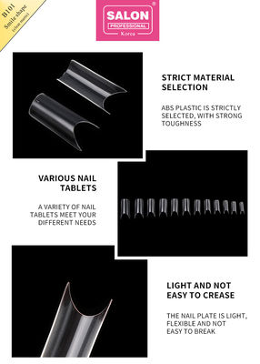 ABS واضحة متطاطية كاملة الغطاء أظافر مزيفة ابتسامة شكل للصالون و DIY أظافر امتداد الفن
