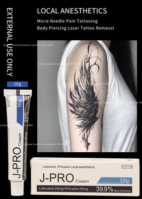 كريم التخدير من J Pro Tattoo Licocaine 10 جرام كريم تخدير لوقف الألم لإزالة الوشم بالشمع للمكياج الدائم