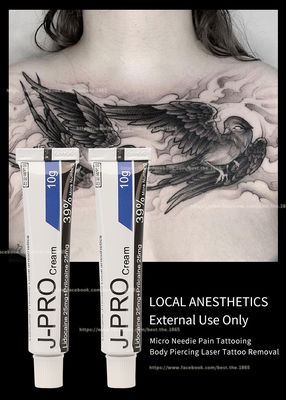 كريم التخدير من J Pro Tattoo Licocaine 10 جرام كريم تخدير لوقف الألم لإزالة الوشم بالشمع للمكياج الدائم
