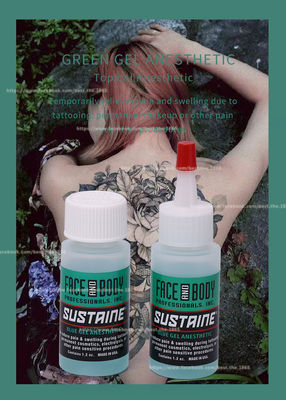 جل التخدير Anesthetic Sustaine Tattoo Numbing Gel مستقر أخضر اللون مضاد للحساسية