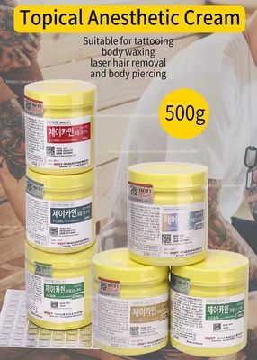 كريم تخدير الوشم الكوري J-CAIN 500 جرام أخضر أحمر أزرق ذهبي فضي ملصق 15.6٪ 29.9٪ حزمة OEM سعر جيد